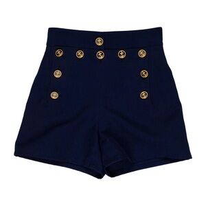 Louis Vuitton 2021-2022 Blue and Gold High Waist Mini Shorts